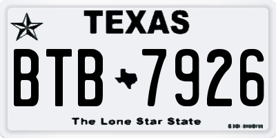 TX license plate BTB7926
