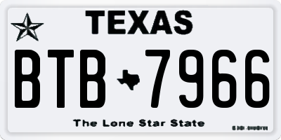 TX license plate BTB7966