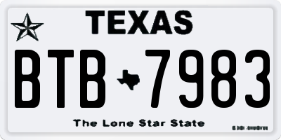 TX license plate BTB7983