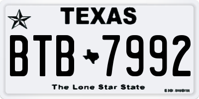 TX license plate BTB7992
