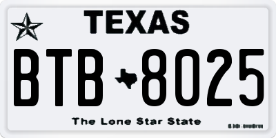 TX license plate BTB8025