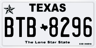 TX license plate BTB8296