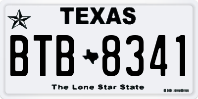 TX license plate BTB8341