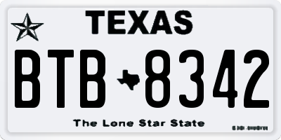 TX license plate BTB8342