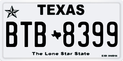 TX license plate BTB8399