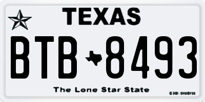 TX license plate BTB8493