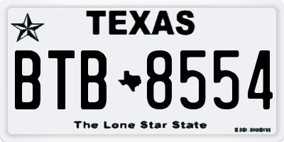 TX license plate BTB8554