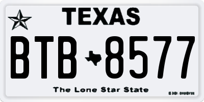TX license plate BTB8577