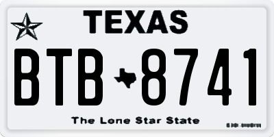 TX license plate BTB8741