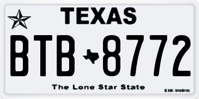 TX license plate BTB8772