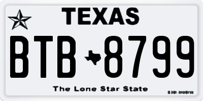 TX license plate BTB8799