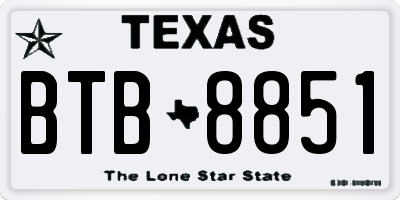 TX license plate BTB8851