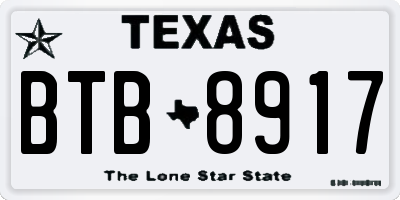 TX license plate BTB8917