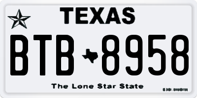 TX license plate BTB8958