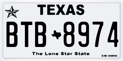 TX license plate BTB8974
