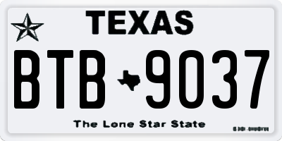 TX license plate BTB9037