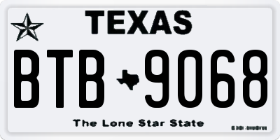 TX license plate BTB9068