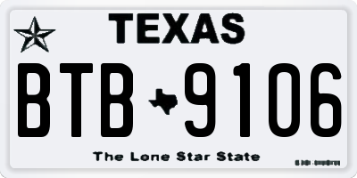 TX license plate BTB9106
