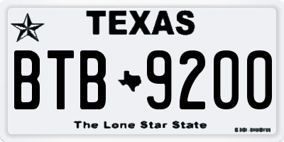 TX license plate BTB9200