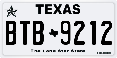TX license plate BTB9212