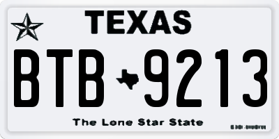 TX license plate BTB9213