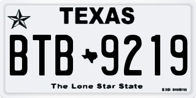 TX license plate BTB9219