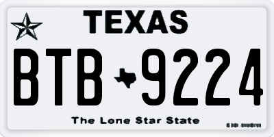 TX license plate BTB9224
