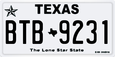 TX license plate BTB9231