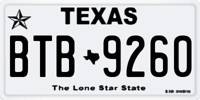TX license plate BTB9260