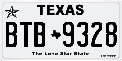 TX license plate BTB9328