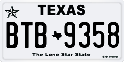 TX license plate BTB9358