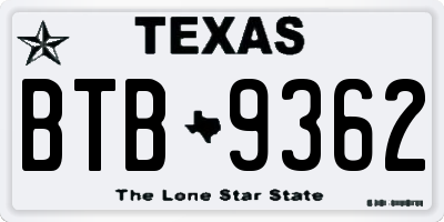 TX license plate BTB9362