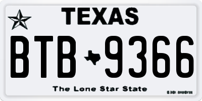 TX license plate BTB9366