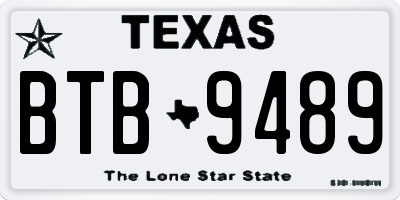 TX license plate BTB9489