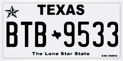 TX license plate BTB9533