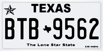 TX license plate BTB9562