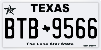 TX license plate BTB9566