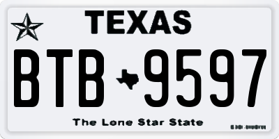 TX license plate BTB9597