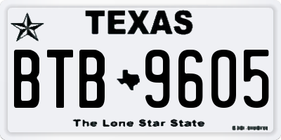 TX license plate BTB9605