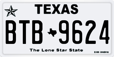 TX license plate BTB9624