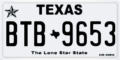 TX license plate BTB9653