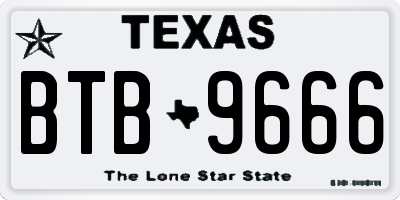 TX license plate BTB9666
