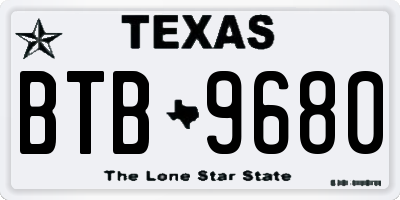 TX license plate BTB9680