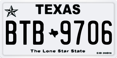 TX license plate BTB9706