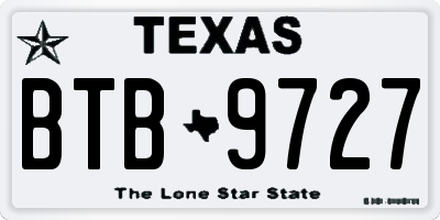 TX license plate BTB9727