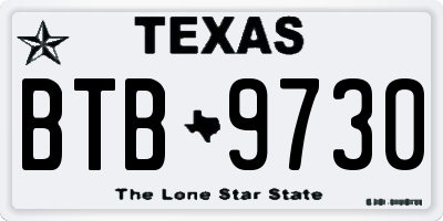 TX license plate BTB9730