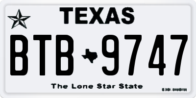 TX license plate BTB9747