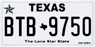 TX license plate BTB9750