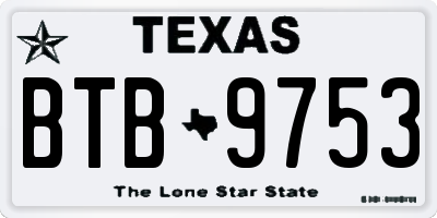 TX license plate BTB9753