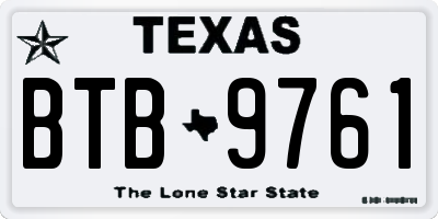 TX license plate BTB9761